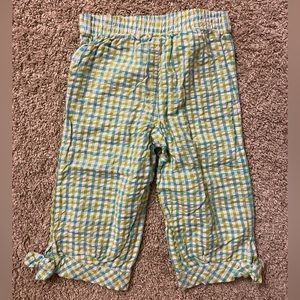 Girls’ Size 5 J Khaki green blue checked cropped pants